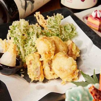 生&瓶ビール付『龍宝コース』天ぷらに雲丹茶碗蒸、本まぐろ5種など10品3H飲み放題9500⇒9000円