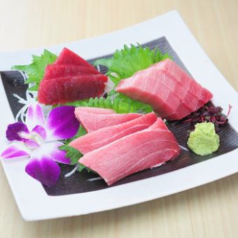 本まぐろの三種盛り合わせ