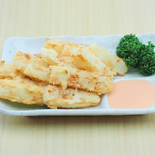 長芋のホクホク揚げ　明太子ソース