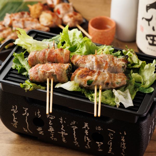 【野菜肉巻き】卓上グリルでセルフ串焼きが楽しめるメニュー！