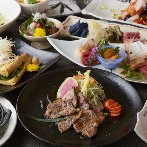 【雅式套餐】超值之选◎主菜为“牛裙肉牛排”♪2小时畅饮，共8道菜，3500日元