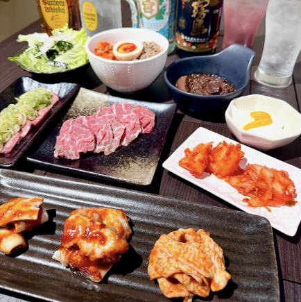 【90分飲放付】希少部位ミスジ＆自家製牛タンシチューも！全9品≪満足コース≫