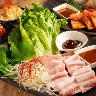[女子派对套餐] 3小时无限畅饮 + 五花肉和羊莲鸡肉芝士山6道菜 3000日元