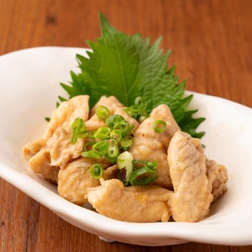 Homemade chicken skin with ponzu sauce