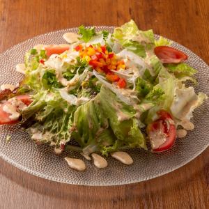 Fresh tomato and onion salad with sesame dressing