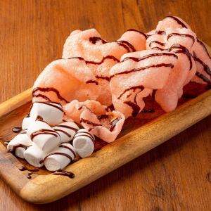 Shrimp crackers and chocolate marshmallows