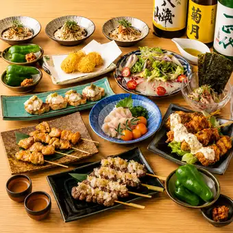 ■3H飲み放題付『いろり堂コース』国産牛ハラミ炉端焼きに刺身3種盛り等〈全8品〉5000円⇒4000円