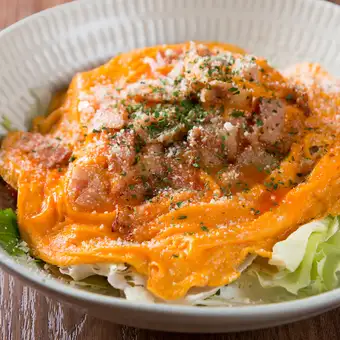 Caesar salad with warm egg