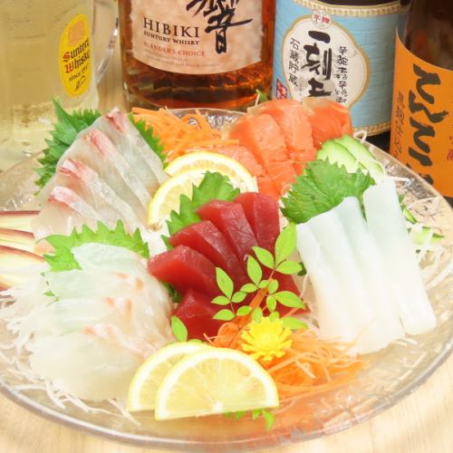 鮮魚三点盛り合わせ 1330円