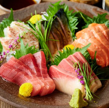 ☆迷ったらコレ☆【奏-KANADE-コース】鮮魚3点盛りや大山鶏焼きなど全9品 + 2h飲み放題付