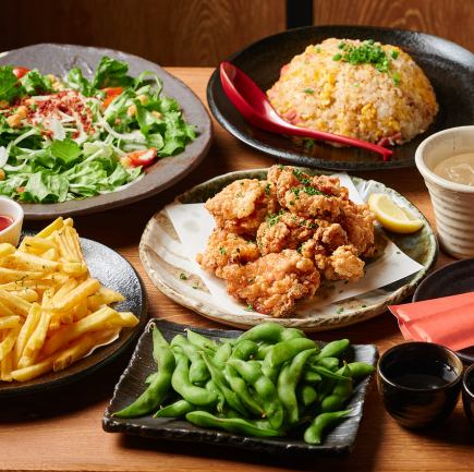 【유익한 한정 플랜-아야-AYA-코스】오야마 닭의 류다 튀김 포함 6품 + 음료 무제한 2980 엔! 볼륨 만점