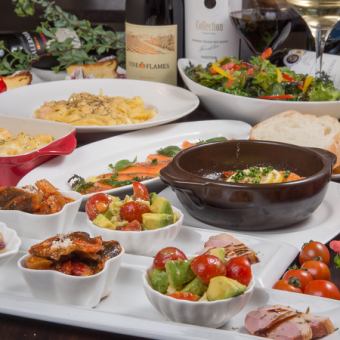 【包含150分钟畅饮(含生啤)】皮诺套餐,包含12道令人满意的菜肴,包括鱼类和肉类,价格为6000日元(含税)