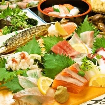 [For drinking parties, banquets, welcome parties, farewell parties] Grilled seafood/beef steak/sushi★Children's course★Total 10 dishes 3828 yen