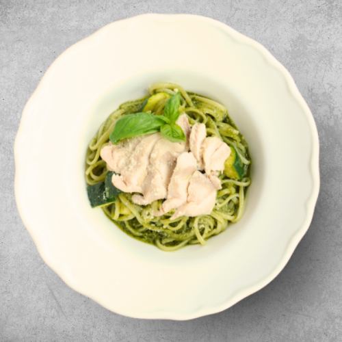 Red chicken and southern French vegetable pesto