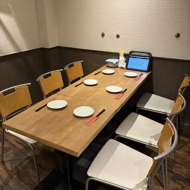 Two tables seating 6 people each.