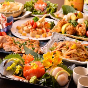 [Hakata Course] 9 dishes including fresh horse sashimi, seafood and other delicacies, 3 hours all-you-can-drink included, 5000 yen ⇒ 4000 yen