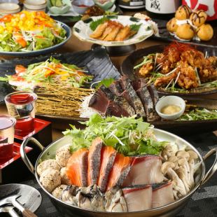 [For welcoming and farewell parties] 11 dishes in total, including seafood oyster hotpot and seared bonito and yellowtail ◇ 6,000 yen with 2 hours of all-you-can-drink