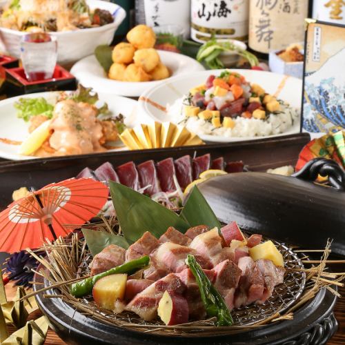 【ご宴会】鶏ももの藁焼き、ゴロッと烏賊メンチカツ等6品◇2時間飲放付3980円※月～水・土