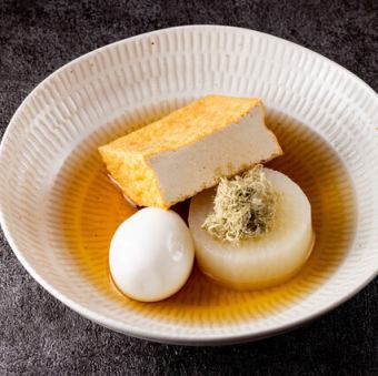 Assortment of 3 types of oden broth made with flying fish stock