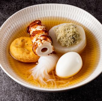 Assortment of 5 kinds of oden broth made with flying fish stock