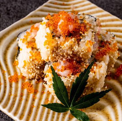 Toro-taku roll with flying fish roe