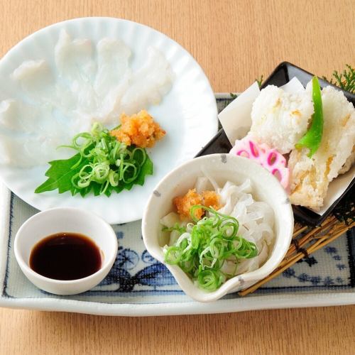 ふぐづくし(てっさ・ゆびき・唐揚)