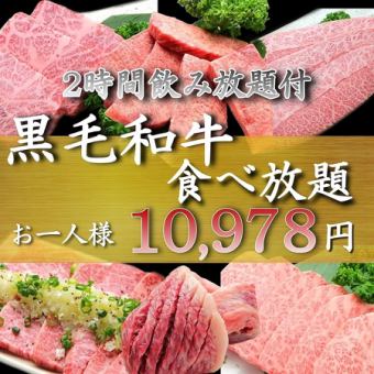 〈NEW！！〉◆黑毛和牛自助餐+2小时无限畅饮套餐◆ 1,0978日元（含税）