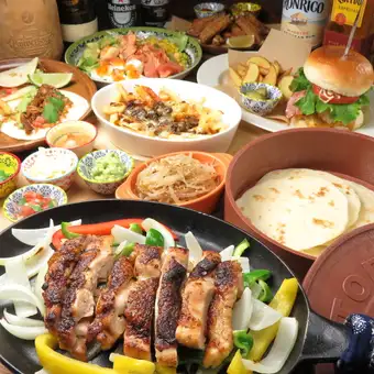【Cコース】3時間飲み放題！アメリカン料理を贅沢に楽しむボリューム満点コース 全8品