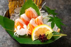 Raw salmon sashimi