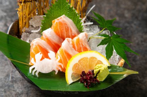 Raw salmon sashimi