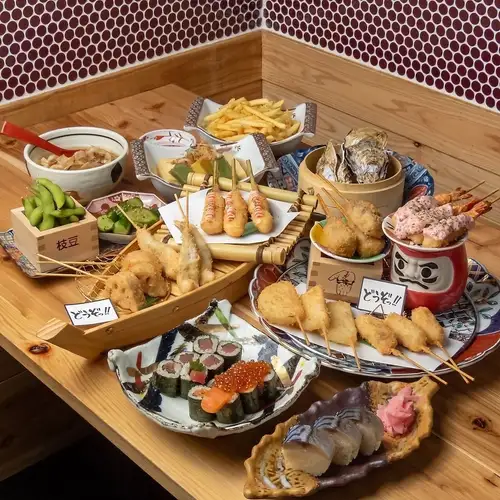 NEWコース★【5,000円コース】人気の串揚げなど全15品＆120分飲み放題が5,500円⇒5000円税込