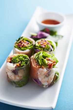 エビとサーモンの生春巻き