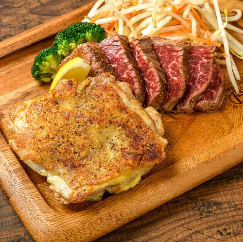 裙边牛排和鸡肉套餐