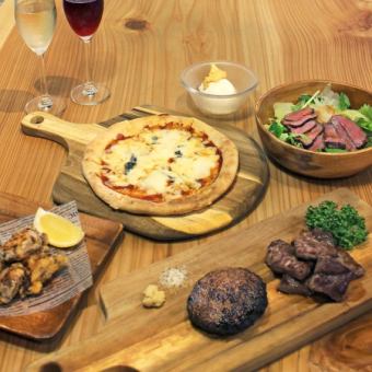 ☆大満足☆サイコロステーキ,パスタ＆ピザなどスペシャルコース全6品4,000円