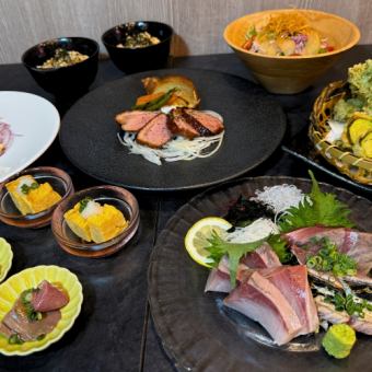 【春の鶏と旬菜コース】3000円(7品)