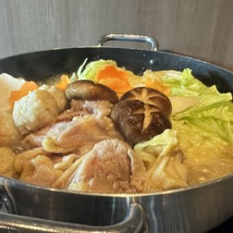 【鶏白湯鍋コース】3000円(6品)