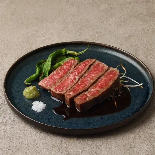 厳選神戸牛赤身肉　ロースト野菜と山葵添え