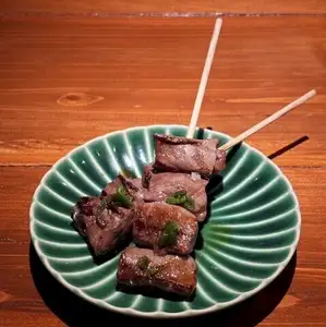 Lamb heart skewers with green chili and fish sauce