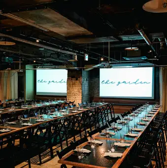 Our spacious venue can accommodate up to 120 seated guests, making it perfect for buffets! Microphones, projectors, and screens are available! Ideal for company events and wedding after-parties!