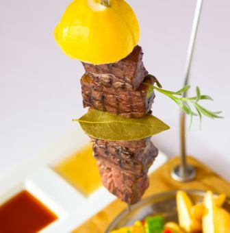 grilled beef brochette