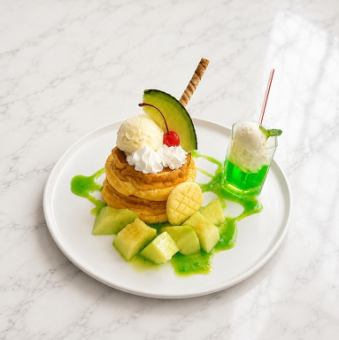 まるでメロンソーダなパンケーキ