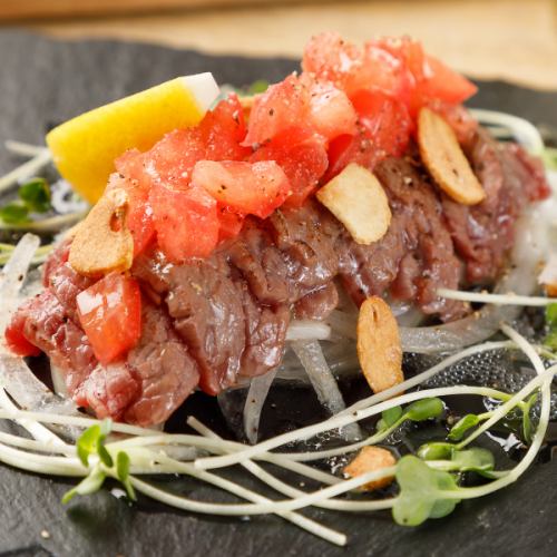 Roasted horse meat carpaccio