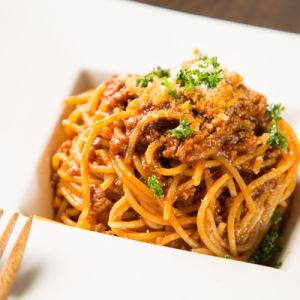 Bolognese with plenty of rough beef and ripe tomatoes