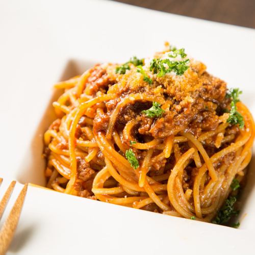 Bolognese with plenty of rough beef and ripe tomatoes