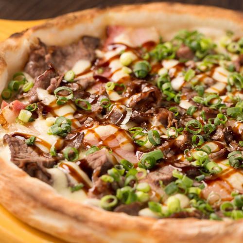 Meat-covered pizza