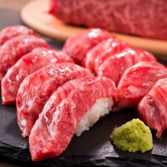 No.1 Popularity: Seared Japanese Black Beef Sushi and Selected Sirloin Premium Course with 3 hours of all-you-can-drink [8 dishes/5500 yen ⇒ 5000 yen]