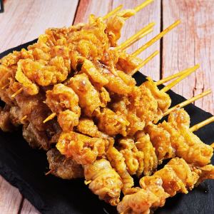 Infinite fried chicken skin skewers