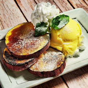 Sweet potato brulee and ice cream