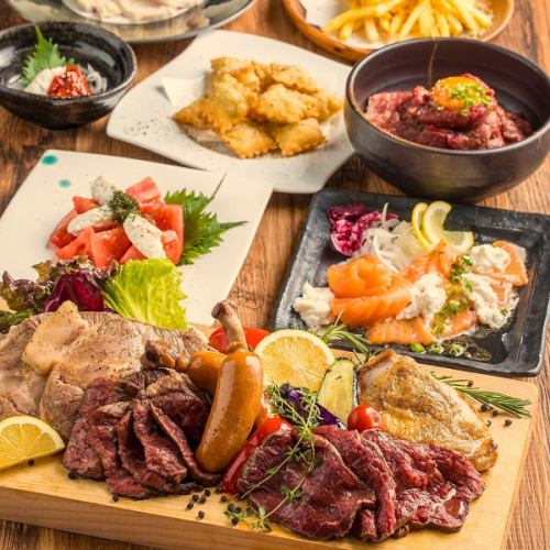 [Selected Course] 10 dishes including a 3-kind assortment of fresh fish, 3 kinds of steak, or stamina-boosting grilled meat for ¥4,500, with 2.5 hours of all-you-can-drink.