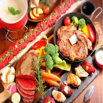 【대특가】엄선 쇠고기 생햄 합오리 “고기 스시+고기 바루 요리 160종류 뷔페 플랜”3H5000⇒4000엔
